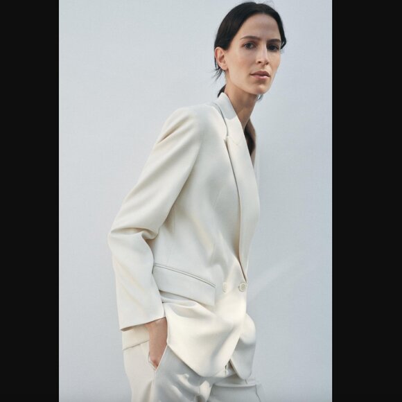 NEW ZARA ZW COLLECTION DOUBLE BREASTED OVERSIZED JACKET Ecru 2380/677 - Picture 3 of 8